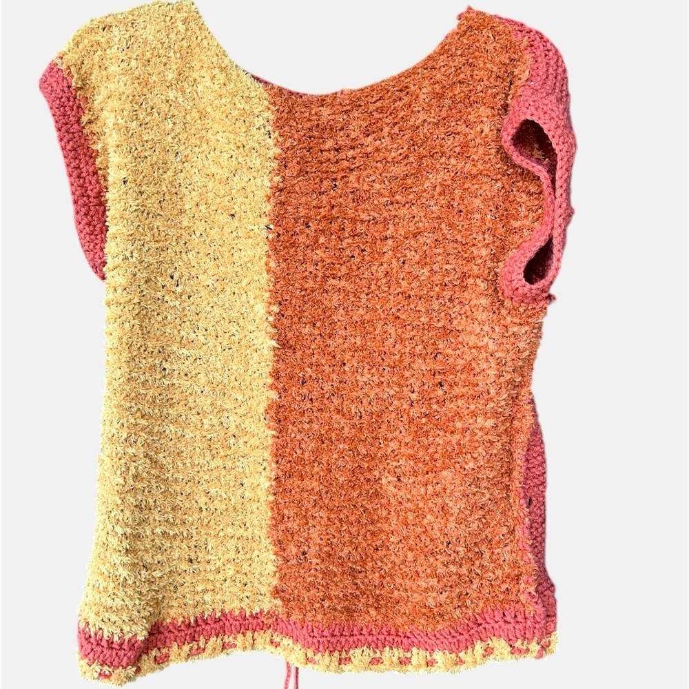 Orange and yellow crochet top with tie strings #crochet #boho #anthropologie